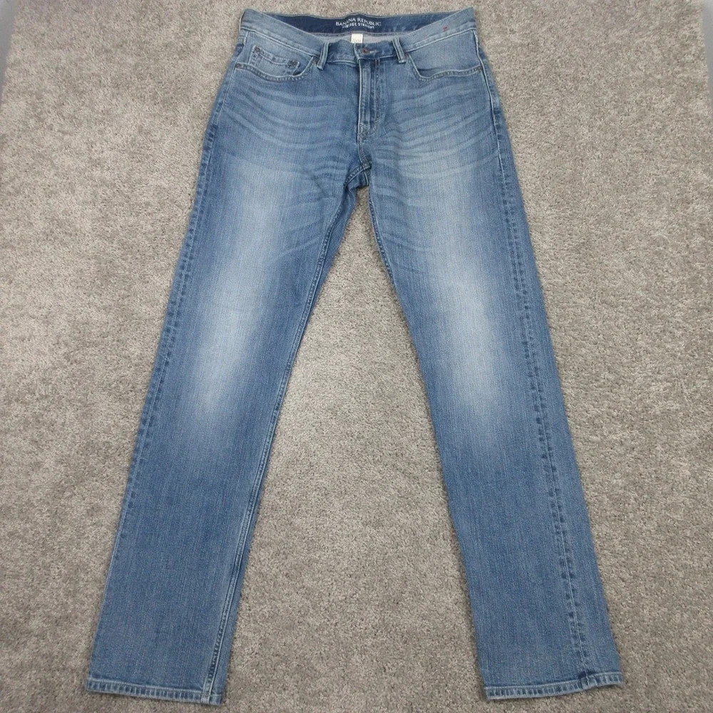 Banana Republic Jeans Mens 32x34 Blue Vintage Straight Faded Whisker Denim Pants